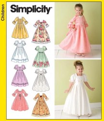 3545 SIMPLICITY GIRLS FORMAL LONG FLARE DRESSES PATTERN 3-6 UNCUT